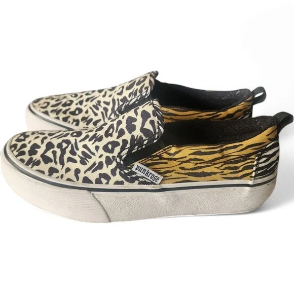 Punkrose Canvas Sneakers Leopard Zebra Print Slip On Shoes Comfort Size 6 - Picture 8 of 11